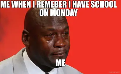 ME WHEN I REMEBER I HAVE SCHOOL ON MONDAY - ME