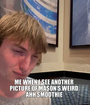 ME WHEN I SEE ANOTHER PICTURE OF MASON’S WEIRD AHH SMOOTHIE meme