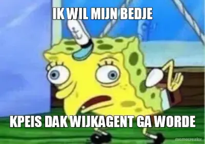 IK WIL MIJN BEDJE - KPEIS DAK WIJKAGENT GA WORDE meme