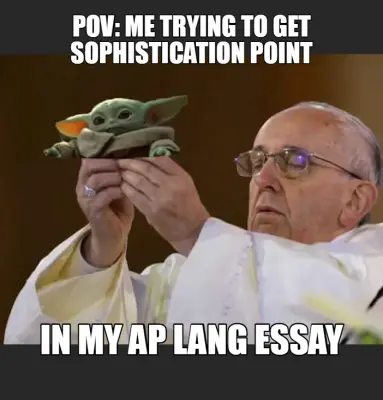 POV: ME TRYING TO GET SOPHISTICATION POINT - IN MY AP LANG ESSAY meme