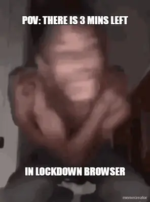 POV: THERE IS 3 MINS LEFT - IN LOCKDOWN BROWSER meme