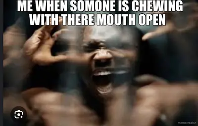 ME WHEN SOMONE IS CHEWING WITH THERE MOUTH OPEN meme