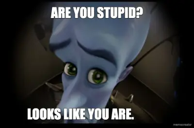 ARE YOU STUPID? - LOOKS LIKE YOU ARE. meme