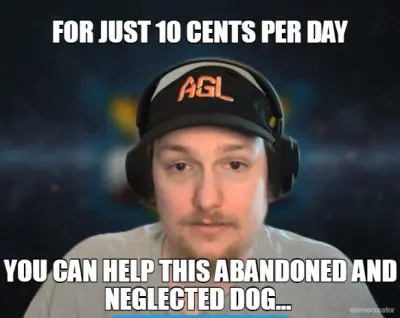 FOR JUST 10 CENTS PER DAY -  YOU CAN HELP THIS ABANDONED AND NEGLECTED DOG... meme