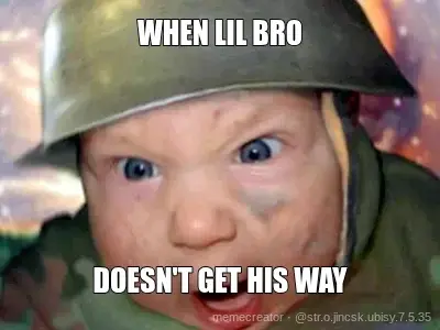 WHEN LIL BRO - DOESN'T GET HIS WAY meme