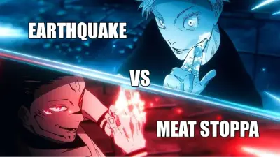 EARTHQUAKE - VS - MEAT STOPPA meme