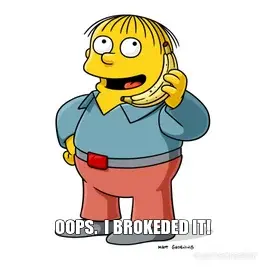 OOPS.  I BROKEDED IT! meme