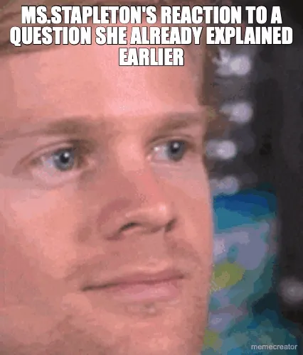 MS.STAPLETON'S REACTION TO A QUESTION SHE ALREADY EXPLAINED EARLIER