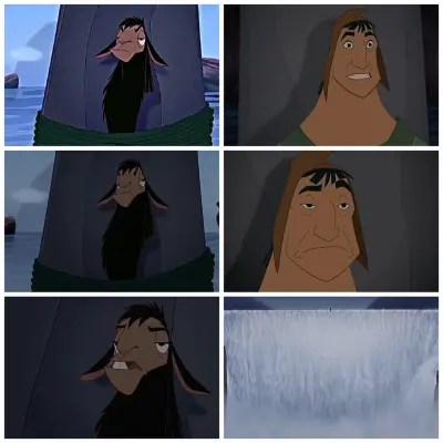 Kuzco Waterfall meme template