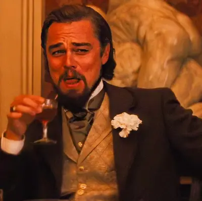Leonardo DiCaprio laughing meme template