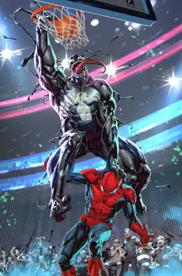 Venom dunking on Spiderman meme template