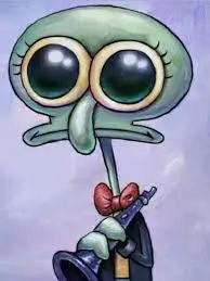 Squidward with clarinet meme template