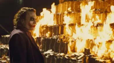 joker burning money meme template