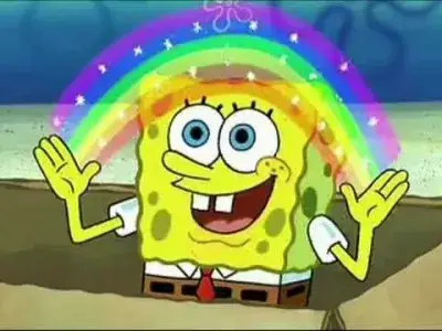 spongebob rainbow meme template