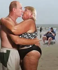 Gay ass Putin kissing trump meme template