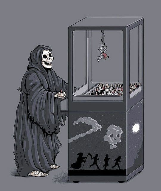 Grim reaper claw machine meme template