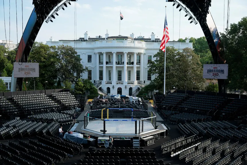 BREAKING: THUNDERSTORMS ARE FORECASTED THIS WEEKEND DURING TRUMP’S UFC CAGE FIGHT. meme template